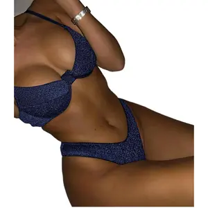 Sexy Silver Glitter Bikini Swimwear Women Push Up Cut Out Underwire Thong Swimsuit Summer Brazilian Bathing Suit Biquini swimsuit beach bikini tie back backless swim top vintage swimsuit halter neck swim top