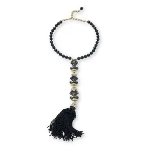 Heidi Daus See, Speak, and Hear No Evil Monkey Tassel Drop Necklace