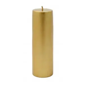 212 MAIN Round Metallic Bronze Gold Pillar Candles - 2x6 in, 24-Piece Bulk Case (CPZ-124-24), Smokeless, Dripless, Unscented, Handpoured Wax, 28-Hour Burn Time, Ideal for Camping Decor, Outdoor Lights