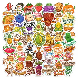 50 Fruit and Food Text Stickers, Suitable for Scrapbooks, Journals, Laptops, Water Bottles, Cars, and Other Faith-based Designs; Gifts with Positive Messages.