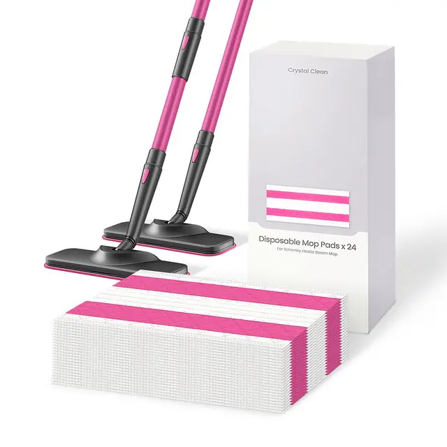 Schenley Disposable Water Absorbent Mop Heads Replacements (24-Pack, 12x5x2 Inches) - Snap-On Fast Instant Setup Accessories, Fits Hestia Steam & Scrub Mops, All Floor Types, Breathable Steam-Penetrating Solution for Busy Homes