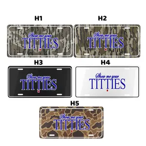 Show me your Tittiess Camo Black White License Plate – Durable Aluminum with 4 Pre-Drilled Holes, Perfect Gift Ideas, made in USA, Car Truck Tag