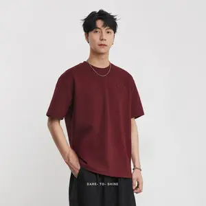 Kyn Apparel Men's Heavyweight 280g 2026 Summer New Cotton Solid Color Short Sleeve T-Shirt Crew Neck Triangle Label All-match Minimalist Tee