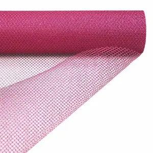 Fuchsia Polyester Hex Deco Mesh Netting Fabric Roll 19"x10 Yards