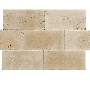 Ivory Travertine Tumbled 6x12 Paver 5cm