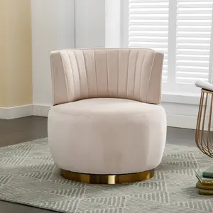 Velvet Accent Chair 360° Swivel Barrel Accent Chair, Round Velvet Armchair, Modern Upholstered Cuddle Chair for Living Room Bedroom Office, Comfy Lounge Sofa Chair