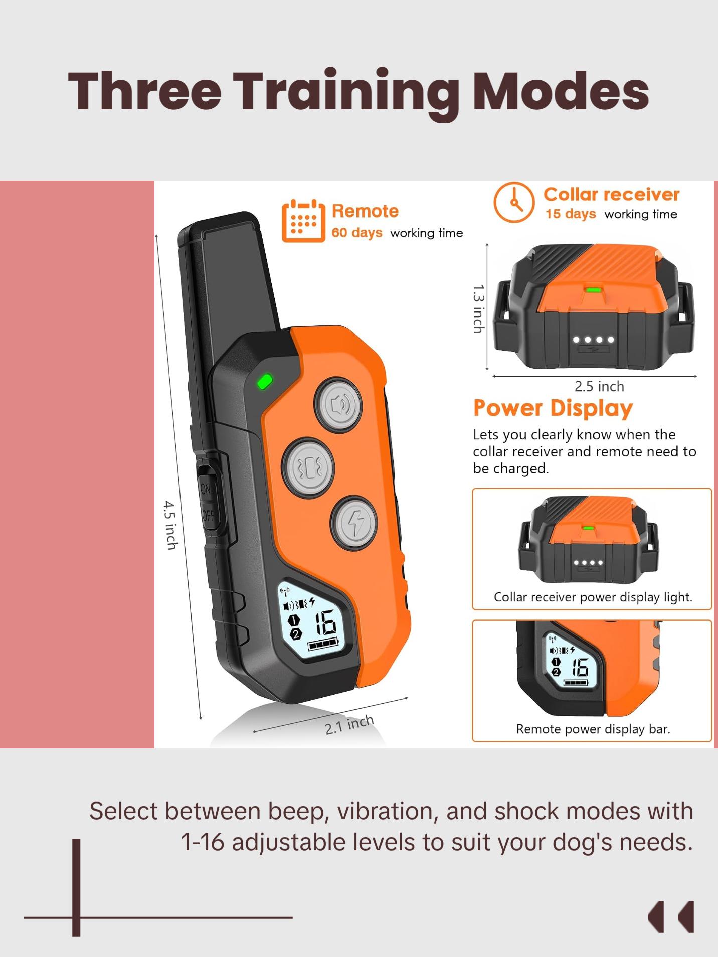 Dog Shock Collar, IP67 Waterproof Dog Training Collar with Remote, 3 Training Modes, Shock, Vibration and Beep, Rechargeable Electric Shock Collar for Large Medium Small Dog Dog Shock Collar, IP67 Waterproof Dog Training Collar with Remote, 3 Training Modes, Shock, Vibration and Beep, Rechargeable Electric Shock Collar for Large Medium Small Dog