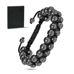 【Purchase Gift】2X Strength Magnetic Hematite & Amethyst Bracelet, Adjustable Beaded Healing Stone Bangle for Men & Women