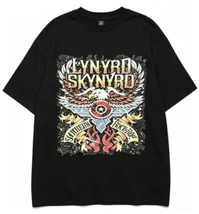 Women's Short-Sleeve 1-Piece Lynyrd Skynyrd Southern Rock & Roll Graphic T-Shirt, 100% Cotton Vintage Casual Comfortable Band Tee