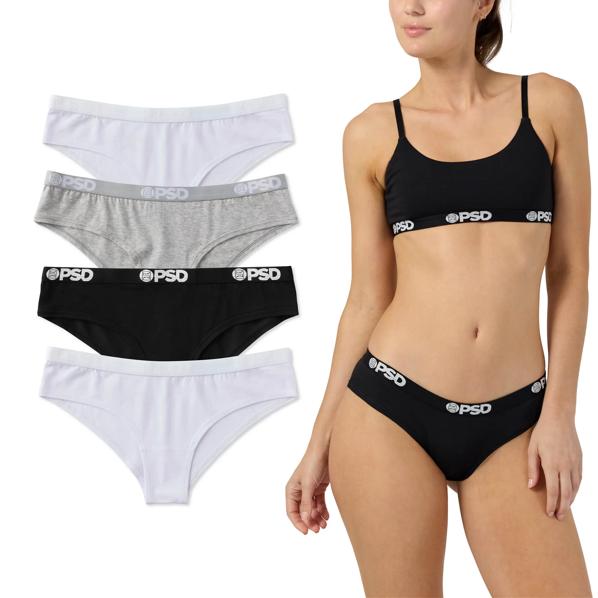 PSD Womens Everyday Solids Cheeky Underwear 4 Pack Boxed Gift Set - Soft and Comfortable Premium Modal Fabric