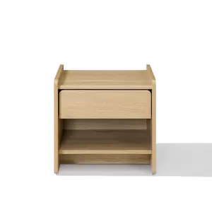 LuxenHome Hazel Oak Manufactured Wood 1-Drawer 1-Shelf 15.5" H End Table and Nightstand Brown