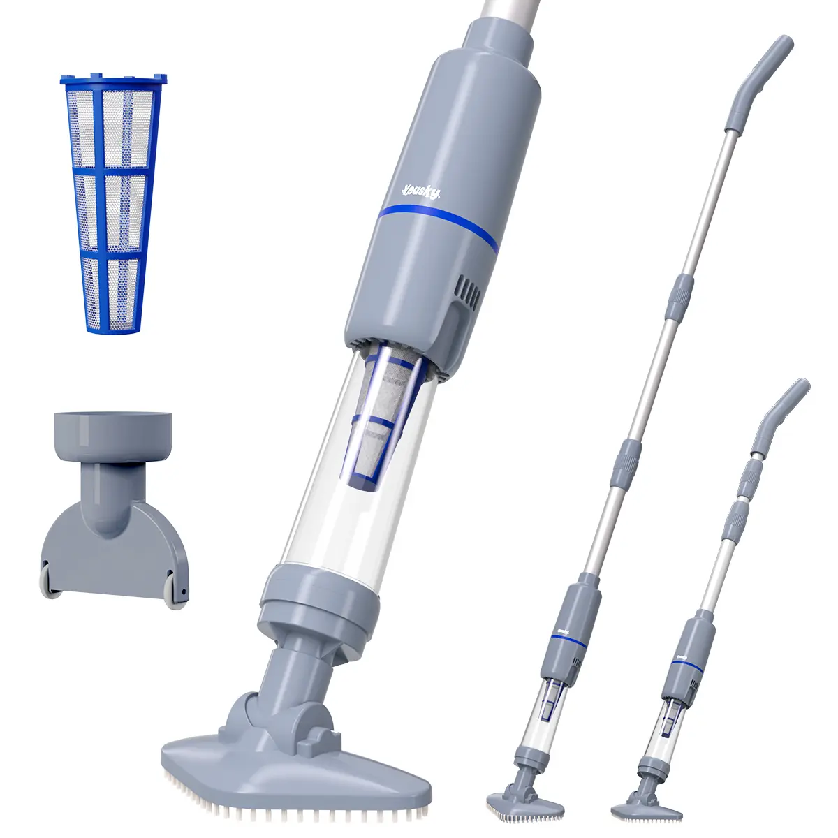 Enhulk New Upgrade PC18 Pool Vacuum for Above Ground Pool with Telescopic Pole, Running time up to 3H, Handheld Design with Powerful Suction up to 18.5 gallon/min Ideal for Leaves, Debris