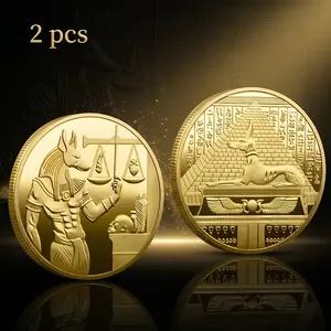 2pcs Anubis Memorial Coins, Good Vs Evil Scale Coin, Ancient Egyptian Pharaoh Anubis Commemorative Coin, Home Decor Coin