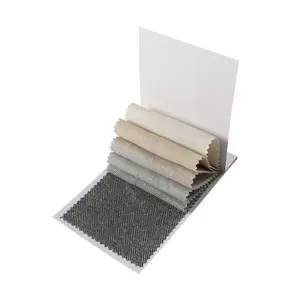 TWOPAGES Ron Linen Cotton Herringbone Fabric Sample Booklet for Room, Living Room, and Bedroom Curtains