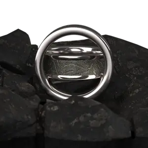 Men's meteorite white gold ring- solid meteorite men’s ring