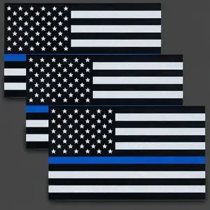3Pcs Thin Blue Line US Flag Stickers 5x3 Inch Vinyl Decals Support Police Law Enforcement Car Decor