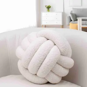 22CM Soft Knot Throw Pillow Balls, Decorative Round Knotted Pillows, Handmade Ball Pillows for Bedroom Sofa Couch Home Decor