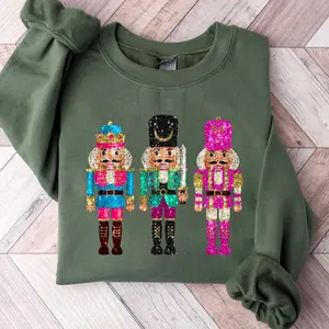 Nutcracker Sweatshirt, Christmas Nutcracker Shirt, Faux Sequin Shirt, Christmas Gift, Womens Christmas, Holiday Sweaters, Christmas Crewneck