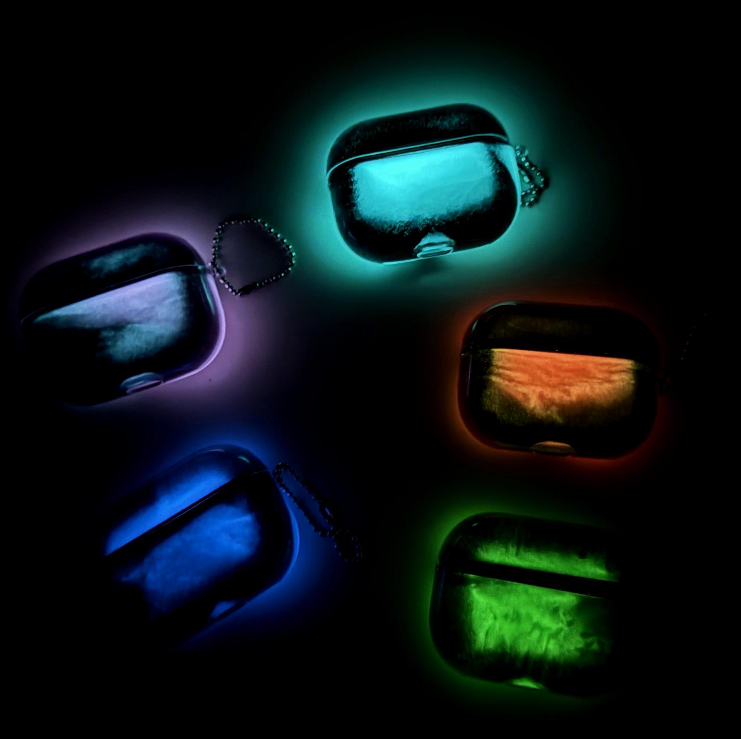 HISTORYOO Luminous Quicksand for AirPod Case for AirPods 4 3 2 1 Pro 3 Pro 2/1 For Apple Earbud Cover Shock Absorbing Enhanced Protective Cute Sparkle Glow-in-The-Dark Liquid Glitter Funny Hard Clear Night Glowing Sand Earphone Case Detachable Keychain