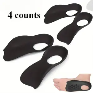 4-Piece Shoe Sole Support Insoles, Shock Absorbing Insole, Anti-Slip, Heel Protection, Universal Fit for Running & Walking, Comfortable Soft Cushioning, Soft Elastic Insoles