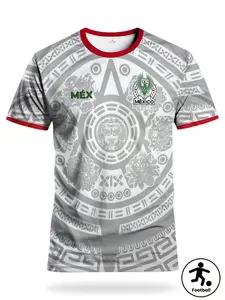 Men's Mexico National Football Jersey, Aztec Snake Print, Breathable Stretch Fabric, Ideal for Training, Matches, Casual Wear, Athletic Activewear, Sport Top