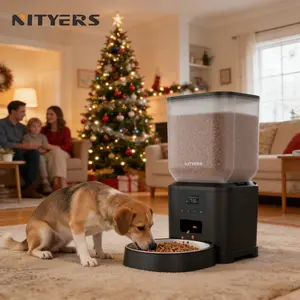 Nityers Automatic Dog Feeder 8L/34 Cups Large Capacity Cat Feeder with LCD Screen, Battery Powered, Timer, Set Up to 50 Meals Daily, Keep Food Fresh