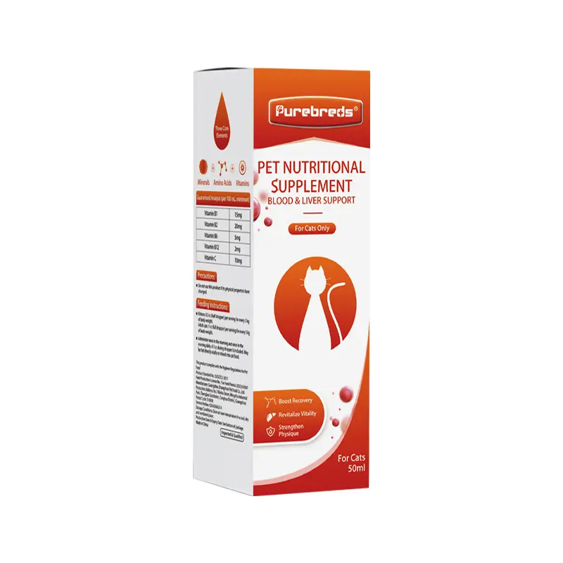 Purebred Cat Blood Replenishment Nutritional Supplement with Iron, Zinc, Amino Acids, Balanced Vitamin Complex - 50ml, 24 Months Shelf Life, Enhances Blood Levels & Vitality, Suitable for All Breeds & All Life Stages