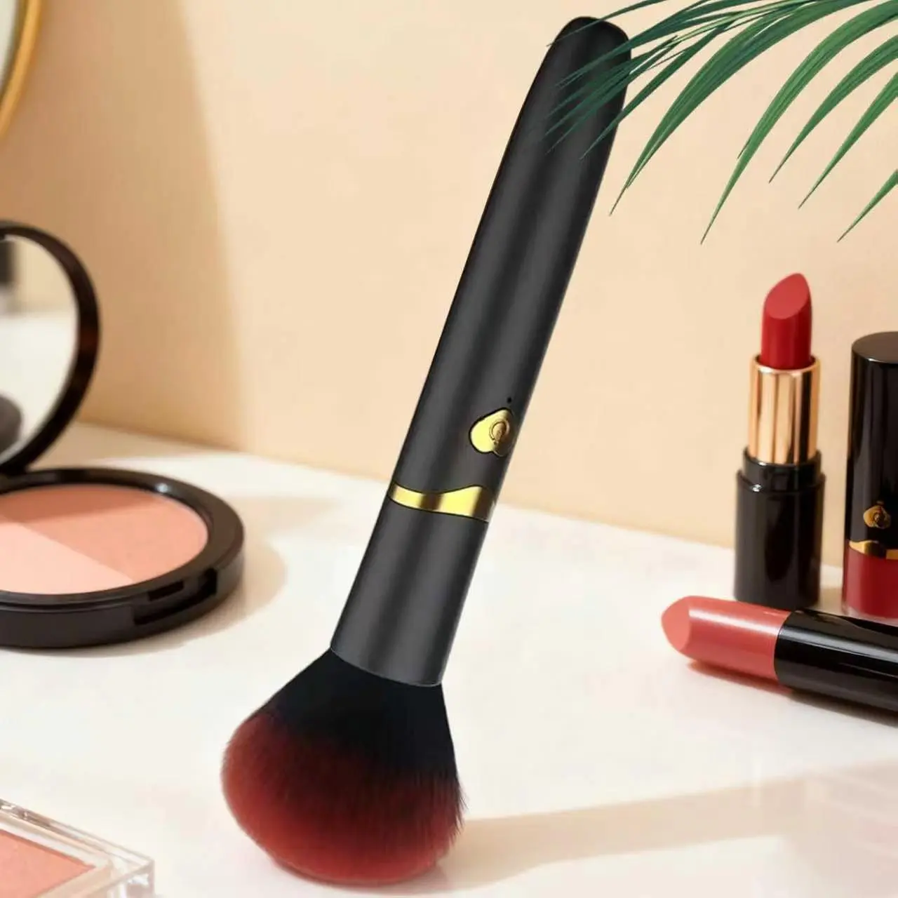 Self Cleaning Beauty Brush, 2-in-1, Soft Fluffy Foundation Blush Powder Cosmetic Brush, Portable Multifunctional Travel Makeup Tool for Women