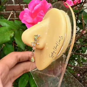 SCL Nose Treasures: The Jaded Lady L-Shaped Nose Studs - Gold-Plated 316L Stainless Steel, 20g Nose Ring -fashionable body jewelry