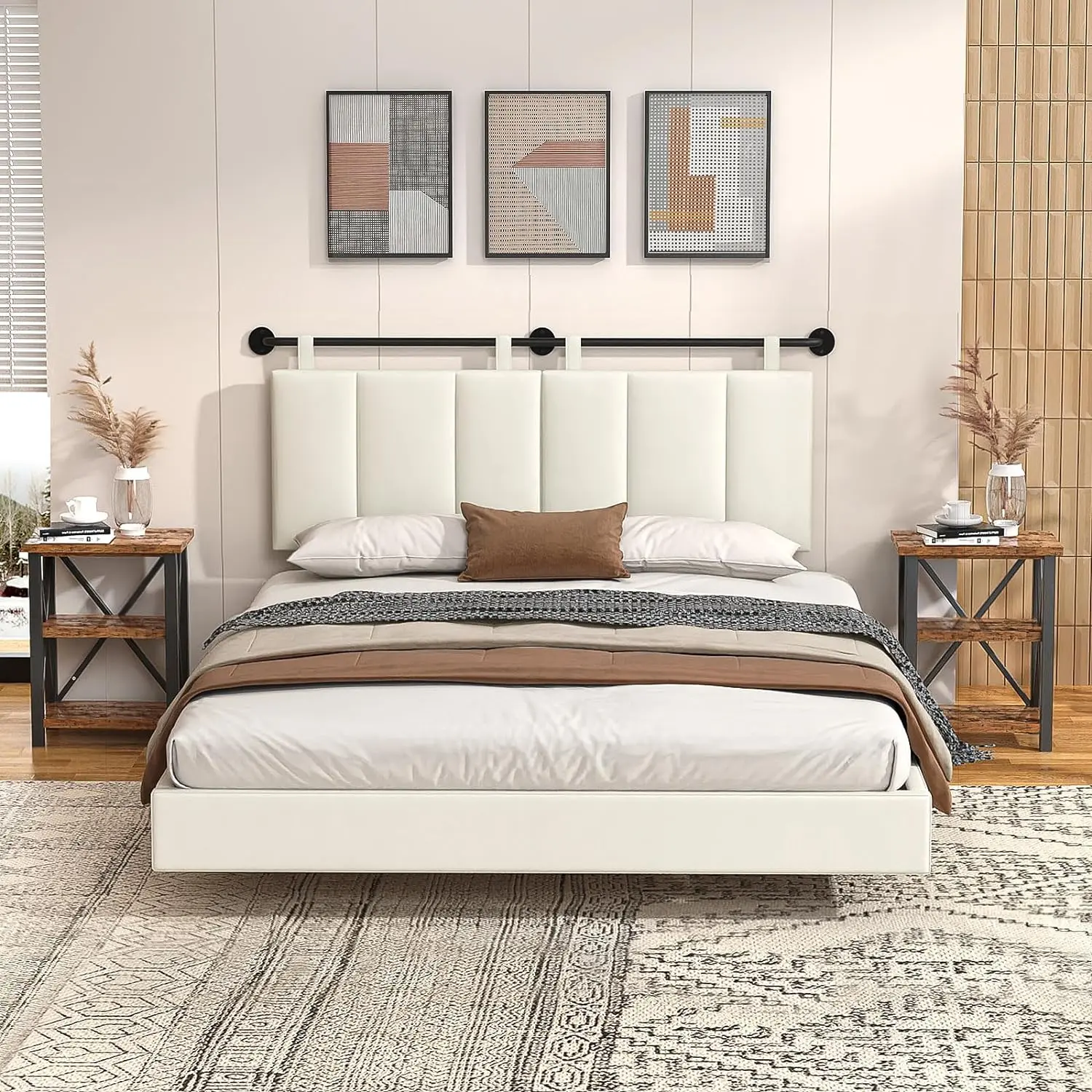 Headboard, Headboards  Size Wall Mounted Bed Headboard with Headboards Only Height Adjustable Beige  Boards for Bedroom( Beige, )