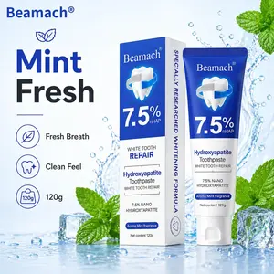 Beamach Hydroxyapatite Toothpaste 7.5% - Enamel Repair & Natural Whitening, Mint Flavor, Fluoride-Free, Gentle for Sensitive Teeth, 4.23oz Oral Hygiene Essentials push