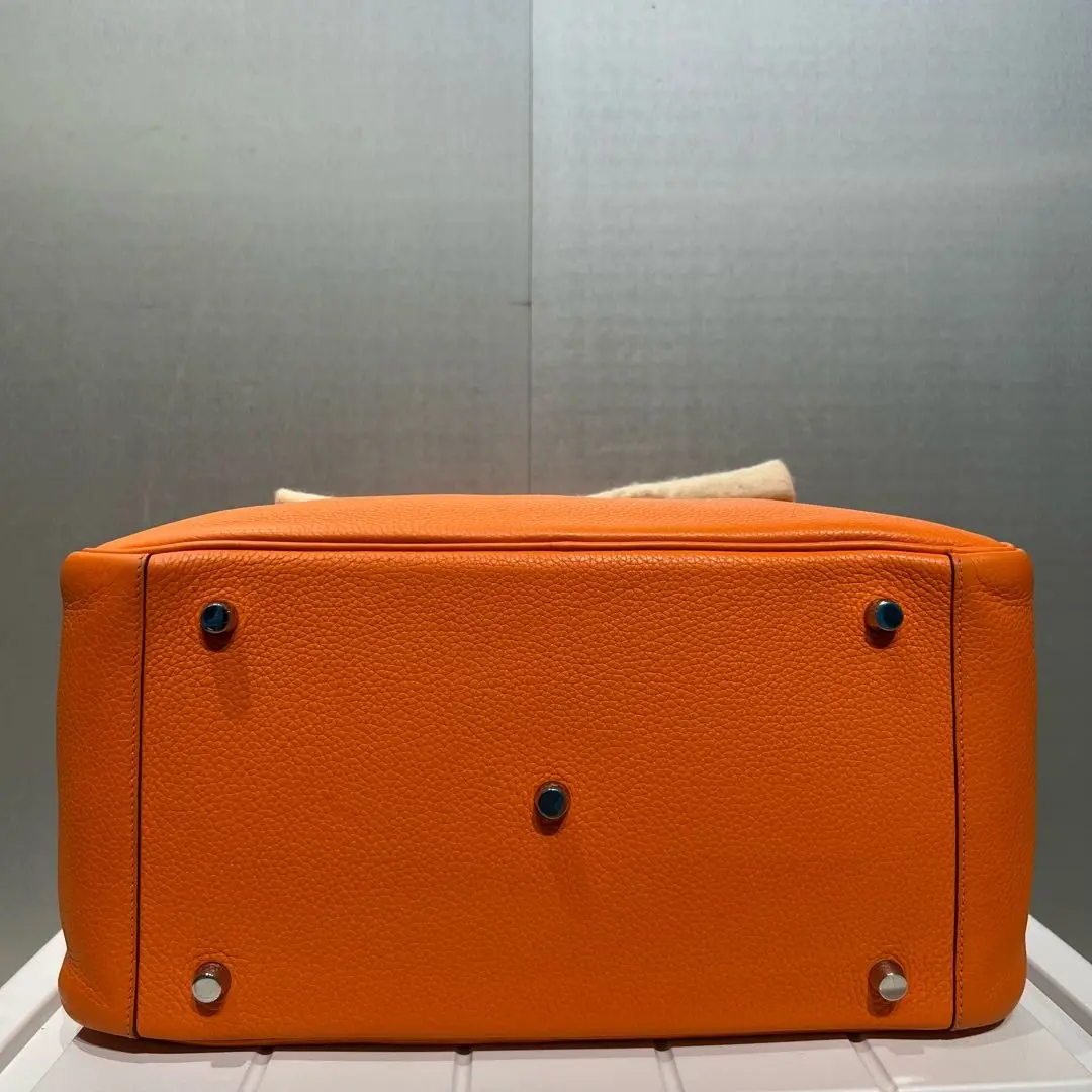 Pre-owned HERMÈS Leather Tote Bags Hermes Togo Lindy 30 Orange