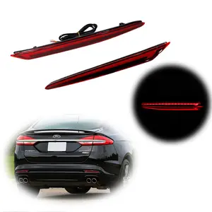2PCS Red Lens Red LED Rear Bumper Reflector Sequential Signal Tail Lights Kit For Ford Fusion 2019 2020 2021 2022