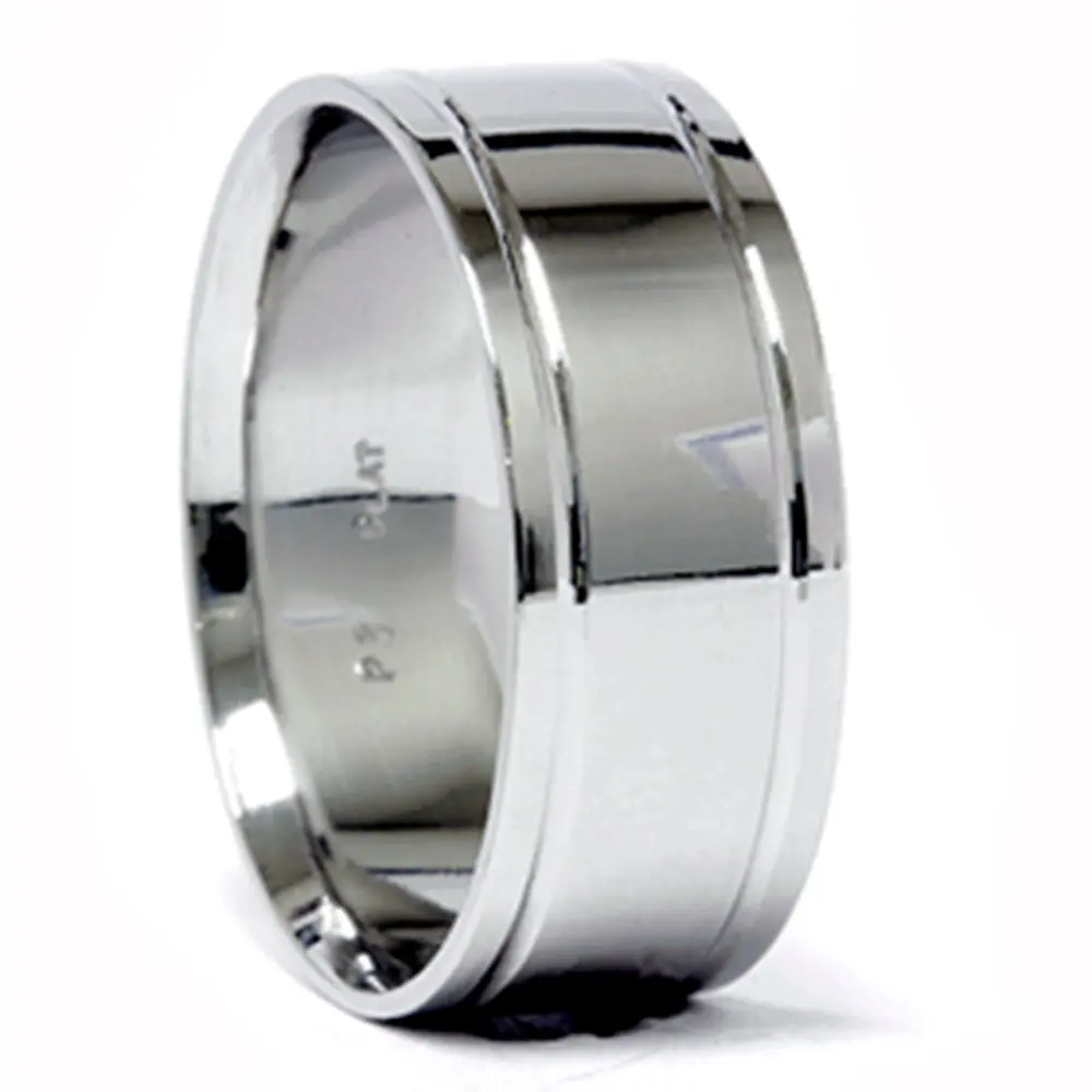 Platinum 8mm High Polished Double Inlay Band Men's Wedding RIng Platinum 8mm High Polished Double Inlay Band Men's Wedding RIng