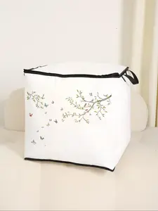 Large Capacity Floral Storage Bag for Clothes, Ideal for Blankets and Bedding, Foldable with Sturdy Zipper for Moving and Organizing