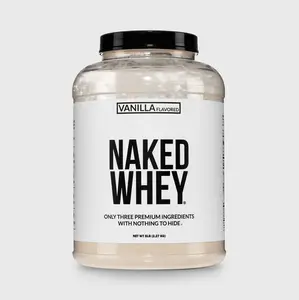 Naked Whey Vanilla Protein Powder - 5LB Grass-Fed, Non-GMO, No Additives, 25g Protein, 5.9g BCAAs - Only 3 Ingredients