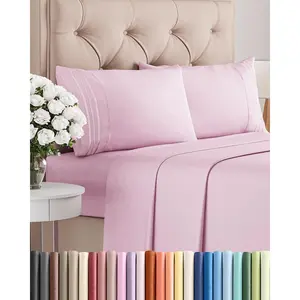 King Size 4 Piece Sheet Set - Comfy Breathable & Cooling Sheets - Hotel Luxury Bed Sheets for and Men - Deep Pockets, Easy-Fit, Soft and Wrinkle Free Sheets - Light Pink Oeko-Tex Bed Sheet Set