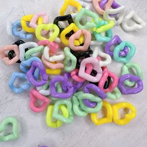 Rainbow Color Plated Acrylic Plastic Linking Chain Rings Heart Twist Quick Link Connectors for Curb Chains Phone Decor