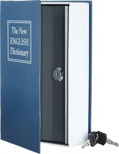 Secure Savings Book Safe Money Saving Box with Key Lock Large Capacity Blue Metal Lockbox for Hidden Savings
