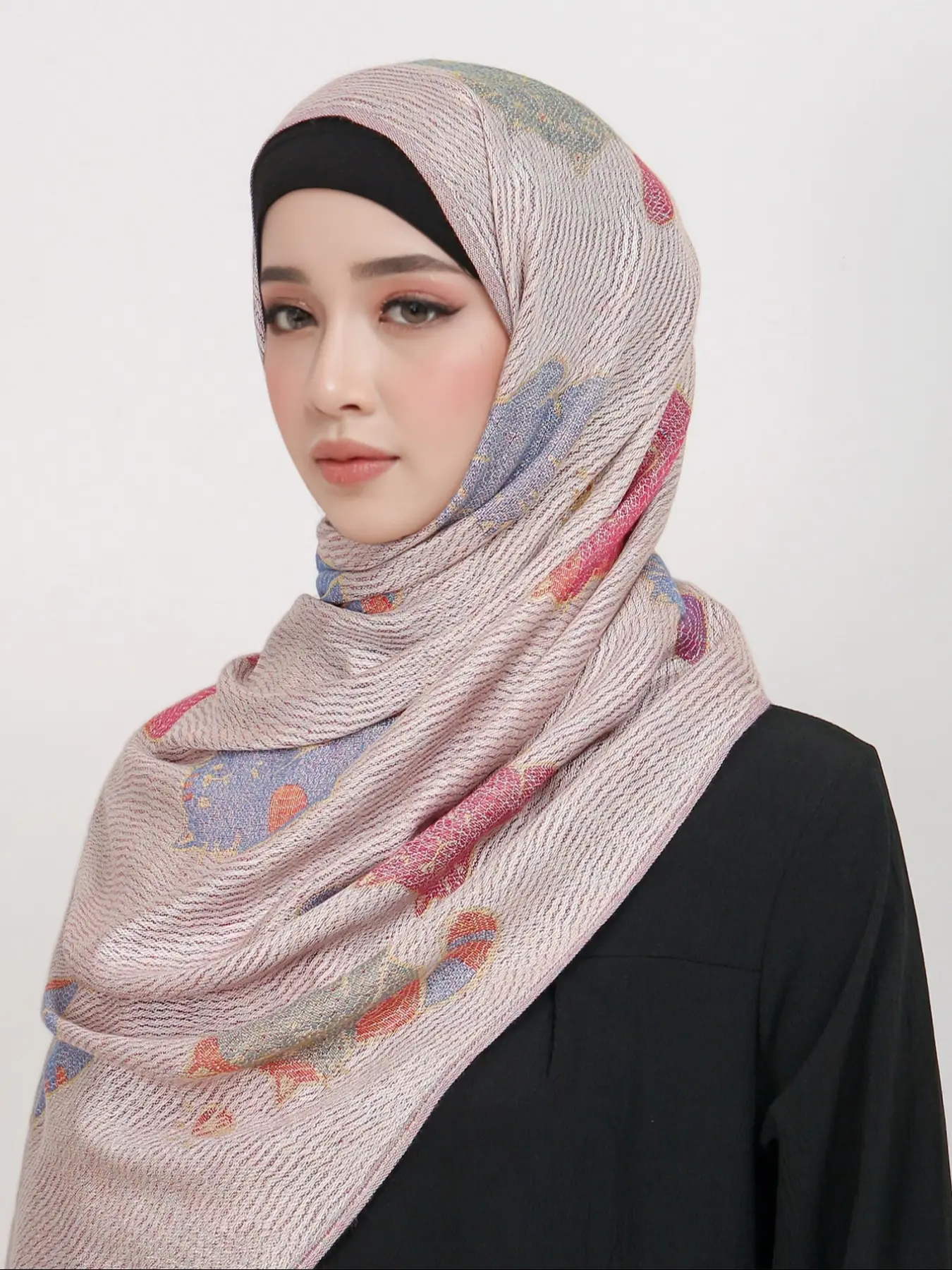 Women's Fashion Winter Jacquard Scarf Thick Warm Hijab Muslim Windproof Outdoor Neck Warmer, Headscarf Stylish New Arrival