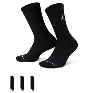 LACOSTE Air Jordan Everyday Crew Socks, Black, Ribbed Design, Comfortable Fit, Ideal for Everyday Wear