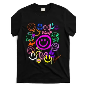 Men'S Retro-smile face emoticons fun vivid graffiti smileys graphic, Breathable Lightweight & Machine Washable for Casual Outings Sports & Casual Attire Simple Lines Festival Gift