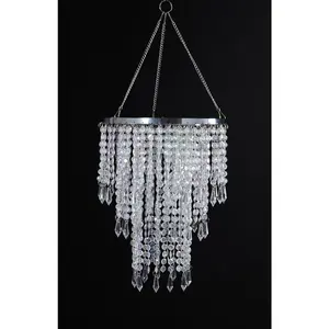 3 Tiers Iridescent  Beaded Chandelier Shade, Ceiling Light Pendant Lampshade with  Beads for Wedding Party Event Home Decoration,W8.6 X H12 (H12C)