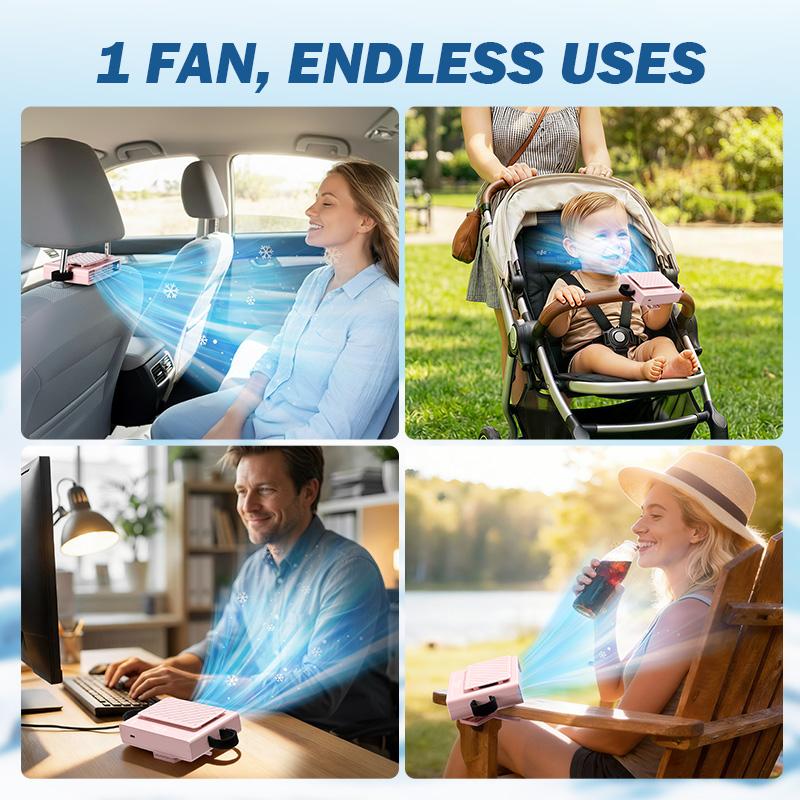 JOYTUTUS 2026 Car Seat Fan USB Plug-in Dual Turbo High Wind Power 3-Speed Adjustment Magic Tape Easy Install Universal Fit ABS Material Black Pink