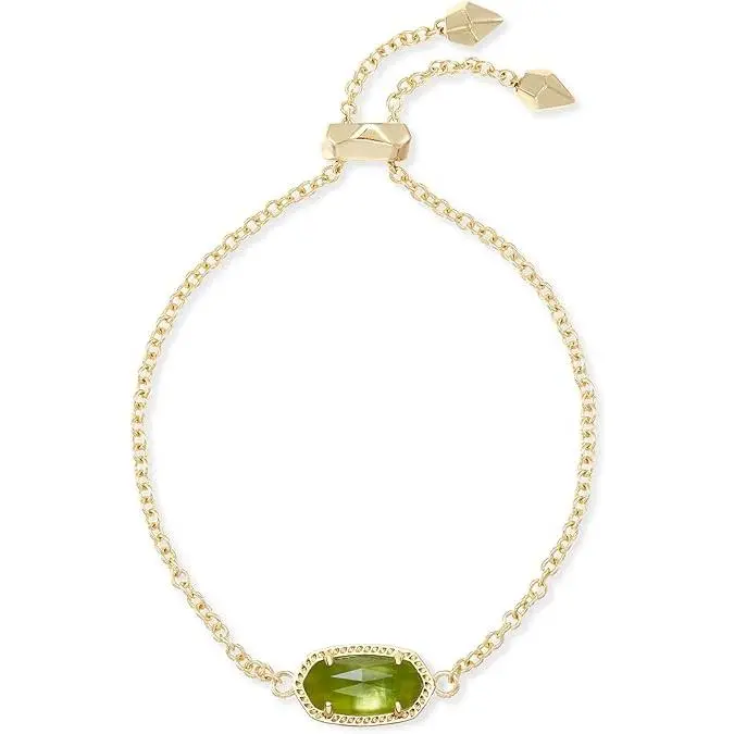 Kendra Scott Elaina Adjustable Box Chain Bracelet, Peridot Illusion, Everyday Wear Layerready Dainty Silver Bracelet - 4217715346