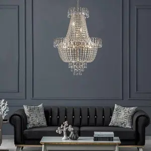 Luxe Divine Collection Golden Crystal Chandelier - Large Modern Luxury Chandelier for Living Room, Dining Room, Bedroom, Hallway - Bulb Not Included