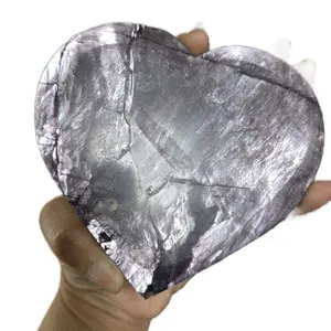 Earth Crystal Extra Large Purple Mica Polished Decor Heart with Stand - Stunning Flashy Crystal Home Decor Piece