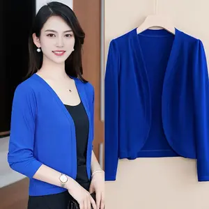 Women'S Elegant Long Sleeve Open Front Cardigan - Solid Color Black Polyester Shawl, Breathable Windproof for Mature Style, Machine Washable, Professional Dry Clean Safe, Mature Fashion|Classic Cardigan| Construction