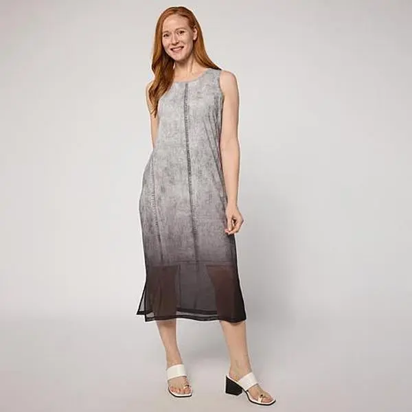 G by Giuliana Printed Denim-Like Mesh Dress
