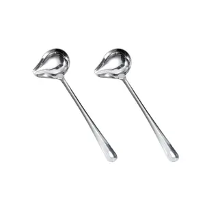 2pcs Stainless Steel Sauce Spoon, Oil Spoon, Duck Bill Spoon, Soup Pouring Spoon, Restaurant Sauce Spoon, Garlic Sauce Spoon